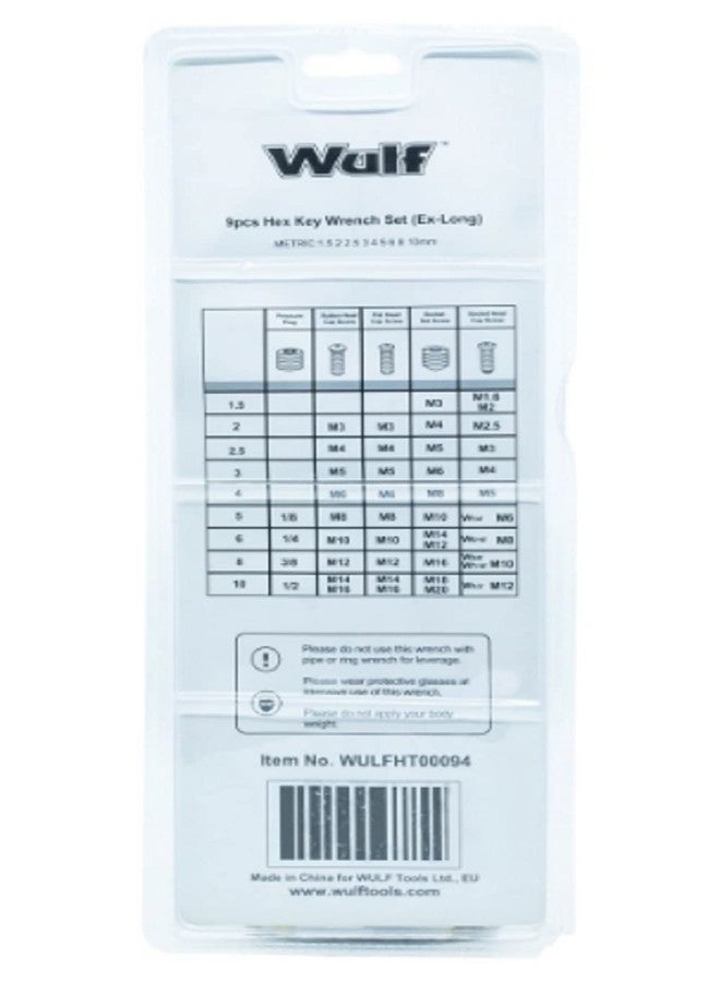 وولف مجموعة مفاتيح ألين طويلة مترية على شكل حرف L من وولف (مجموعة من 9 قطع) | مجموعة مفاتيح ألين شديدة التحمل من فولاذ الكروم والفاناديوم | أدوات مفاتيح ألين مقاومة للصدأ وعالية العزم لإصلاحات المنزل والدراجات وأعمال الصيانة المنزلية والاحترافية - Image 2